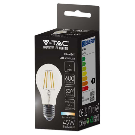Bec E27 A60 Cu Filament Led 6w 4000k Alb Neutru