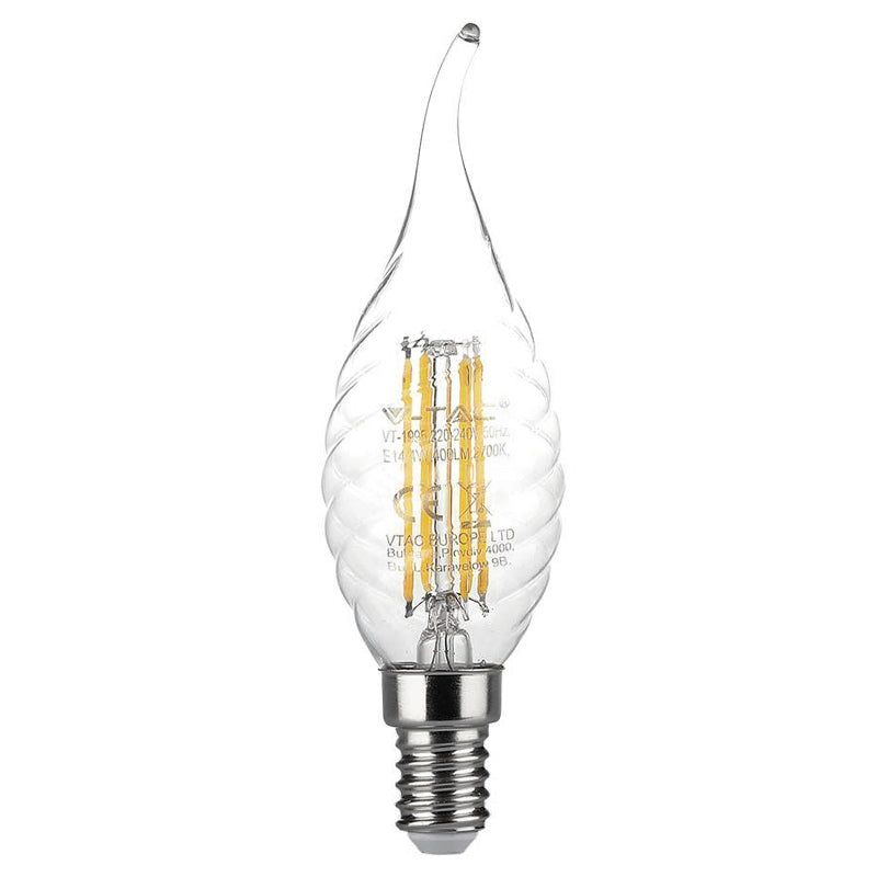 Bec E14 Cu Filament Led 4w 6500k  Spirala