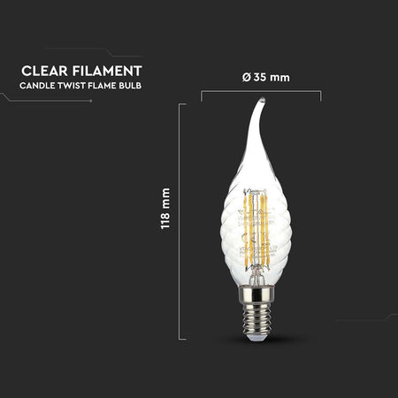 Bec E14 Cu Filament Led 4w 6500k  Spirala