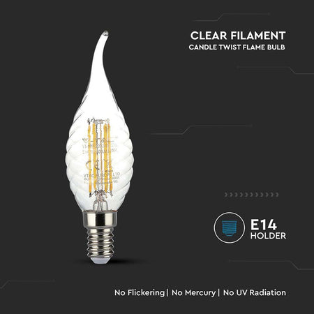 Bec E14 Cu Filament Led 4w 6500k  Spirala