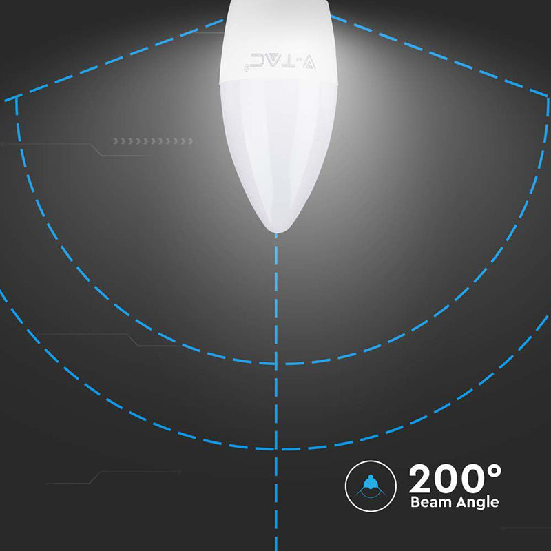 Bec LED E27 4,5W formă lumânare cu eficiență ridicată V-Tac