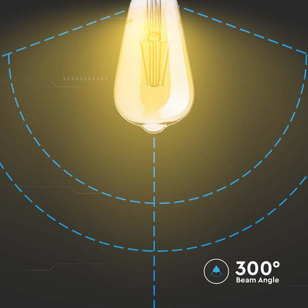 Bec LED ST64 E27 6 W cu filament, 2200K, model Edison V-Tac SKU-214362