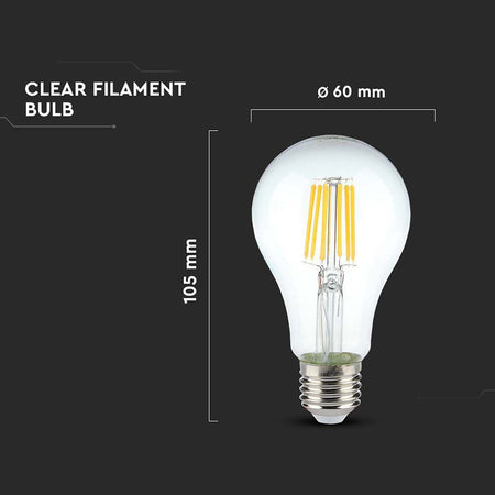 Bec LED cu filament A60 E27 de 10 W alb neutru 4000 K V-Tac SKU-214411