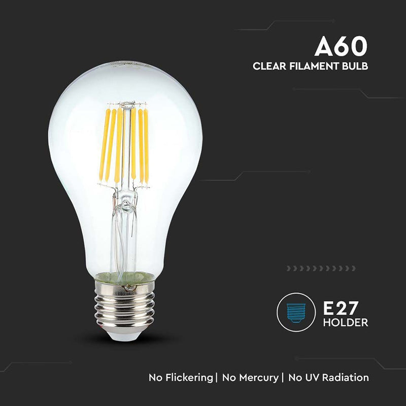 Bec LED cu filament A60 E27 de 10 W alb neutru 4000 K V-Tac SKU-214411
