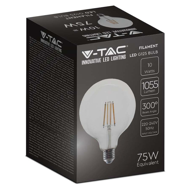 Bec LED G125 cu filament, E27, 10 W, V-Tac