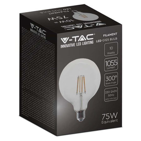 Bec LED G125 cu filament, E27, 10 W, V-Tac