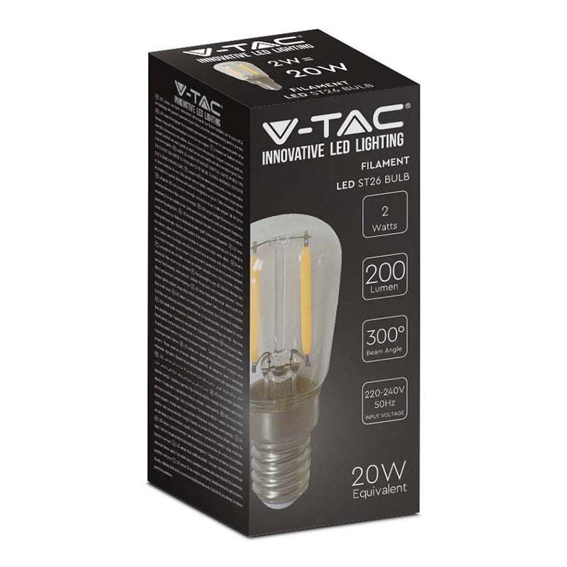 Bec LED E14 ST26 cu filament 2W, diverse culori lumină, V-Tac