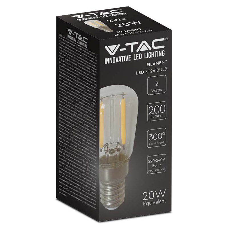 Bec LED E14 ST26 cu filament 2W, diverse culori lumină, V-Tac