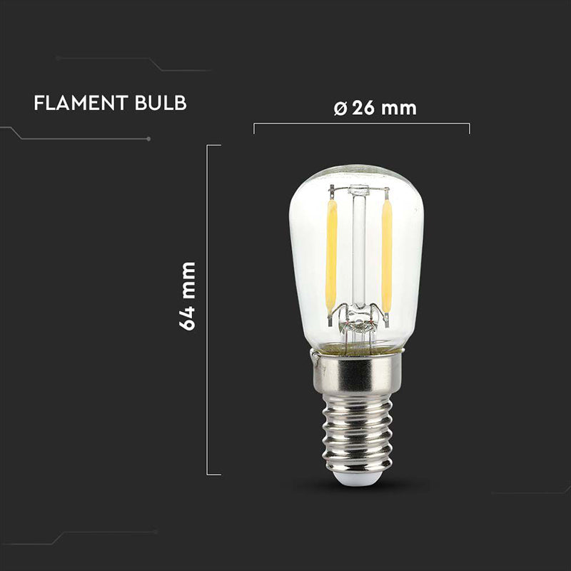 Bec LED E14 ST26 cu filament 2W, diverse culori lumină, V-Tac