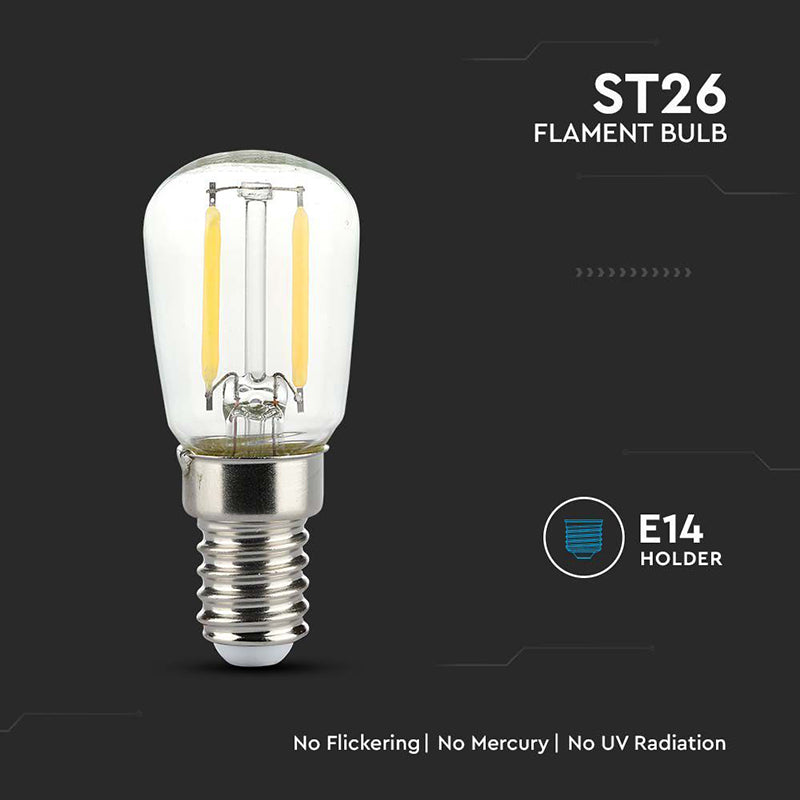 Bec LED E14 ST26 cu filament 2W, diverse culori lumină, V-Tac