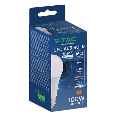 Bec LED A65 cu soclu E27, 15W, Cip CREE, eficiență ridicată V-Tac