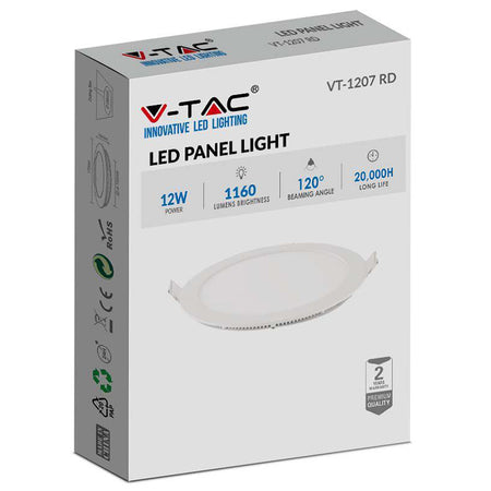 Panou LED rotund incorporabil 12 W 4000K alb neutru V-Tac SKU-214858
