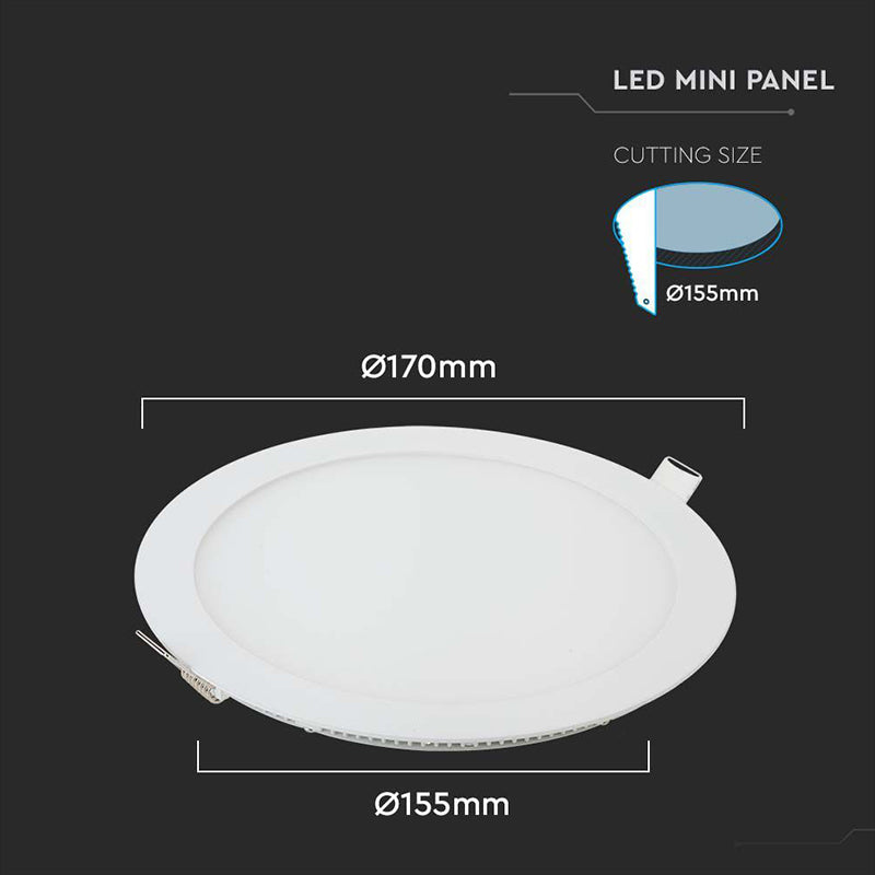 Panou LED rotund incorporabil 12 W 4000K alb neutru V-Tac SKU-214858