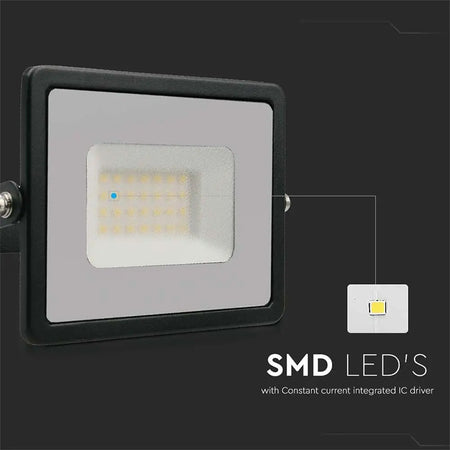 Reflector LED SMD 30W IP65 negru, aluminiu, V-Tac
