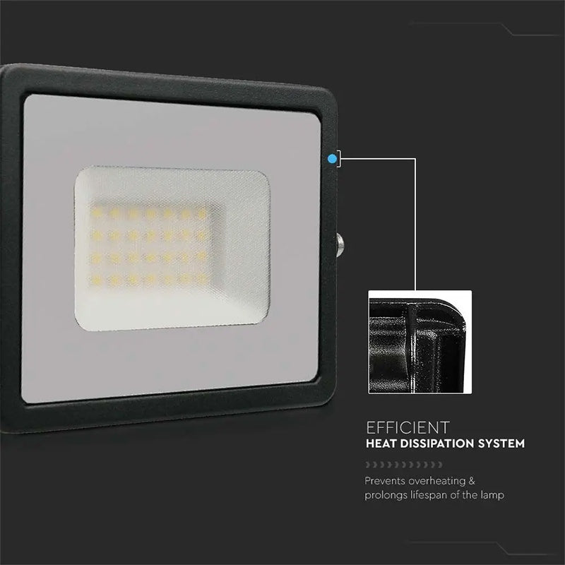 Reflector LED SMD 30W IP65 negru, aluminiu, V-Tac
