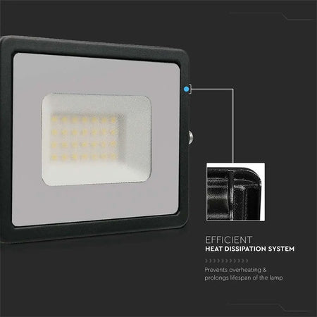 Reflector LED SMD 30W IP65 negru, aluminiu, V-Tac