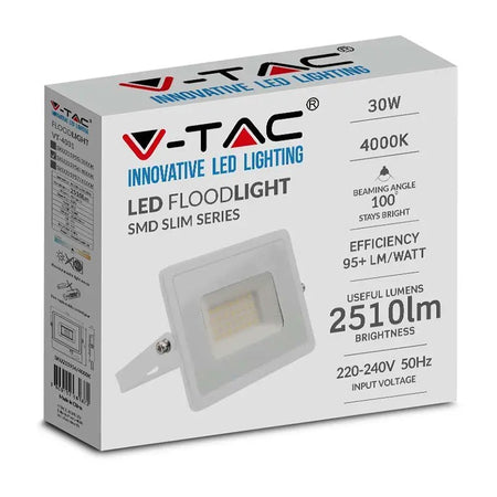 Reflector LED SMD 30W IP65, corp din aluminiu, alb, V-Tac