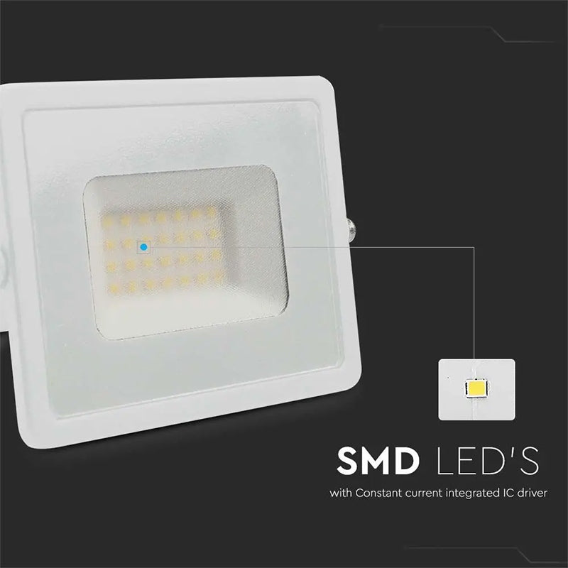 Reflector LED SMD 30W IP65, corp din aluminiu, alb, V-Tac