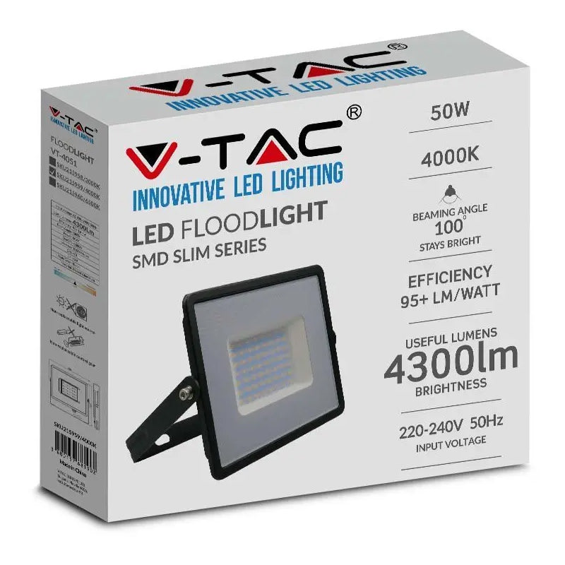 Reflector Led Smd 50w 6500k Ip65 - Negru