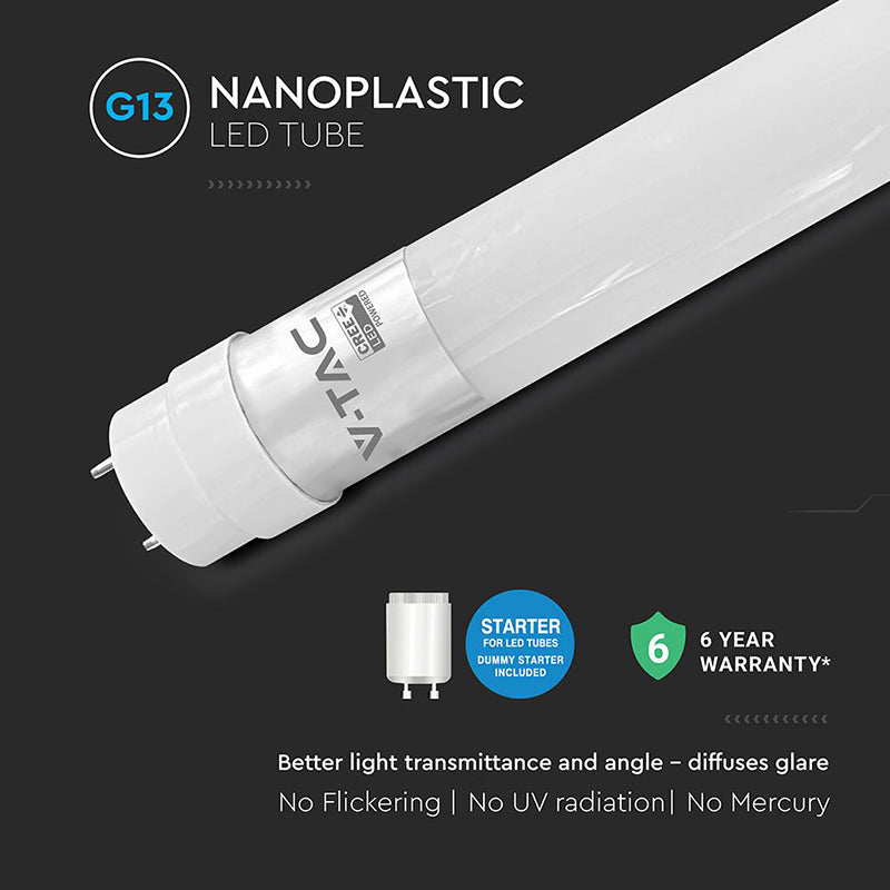 Tub LED T8 G13 din plastic 20W 150cm cu cip CREE, V-Tac