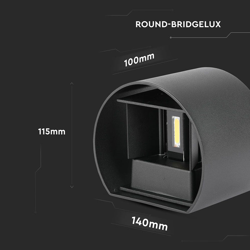 Lampă LED 6W IP65 4000K negru, aluminiu, rotundă, 700 lm, V-Tac SKU-217090