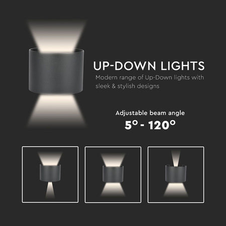 Lampă LED 6W IP65 4000K negru, aluminiu, rotundă, 700 lm, V-Tac SKU-217090