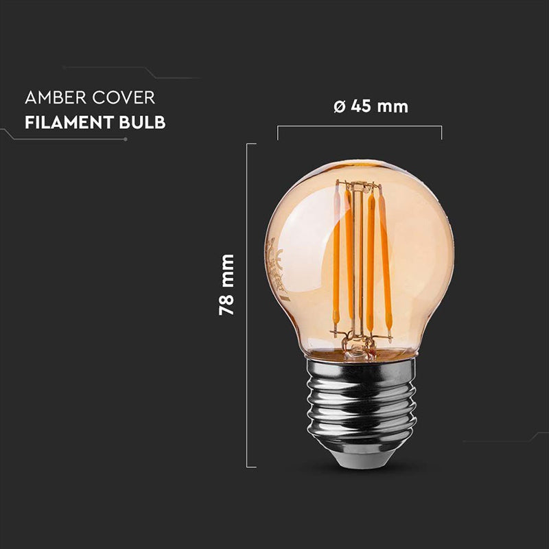Bec LED G45 E27 4W filament 2200K alb cald V-Tac SKU-217100