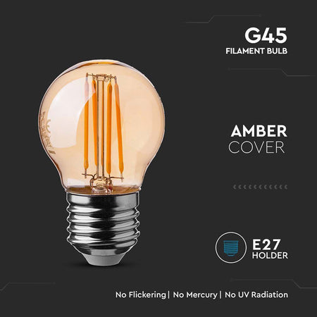 Bec LED G45 E27 4W filament 2200K alb cald V-Tac SKU-217100