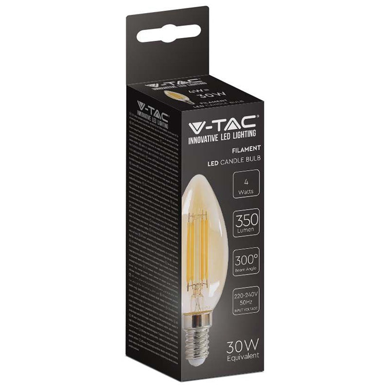 Bec LED E14 4W cu filament 2200K alb cald V-Tac SKU-217113