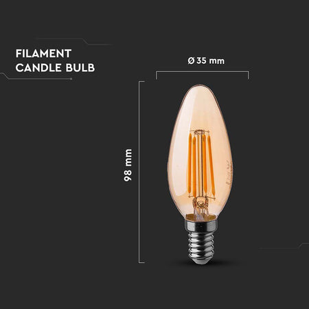 Bec LED E14 4W cu filament 2200K alb cald V-Tac SKU-217113