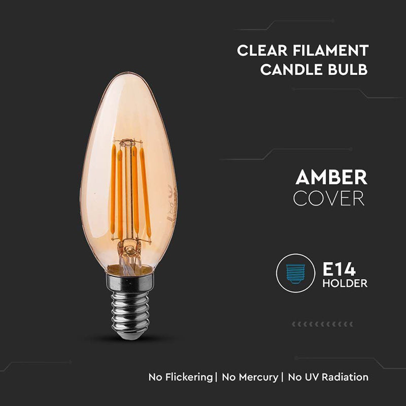 Bec LED E14 4W cu filament 2200K alb cald V-Tac SKU-217113
