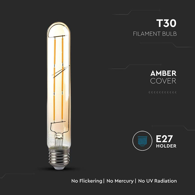 Bec LED T30 E27 cu filament 6W 2200K alb cald V-Tac SKU-217143