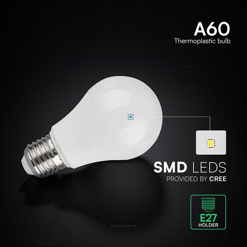 Bec LED A60 E27 8.5W 6500K alb rece, cip CREE, V-Tac SKU-2172626