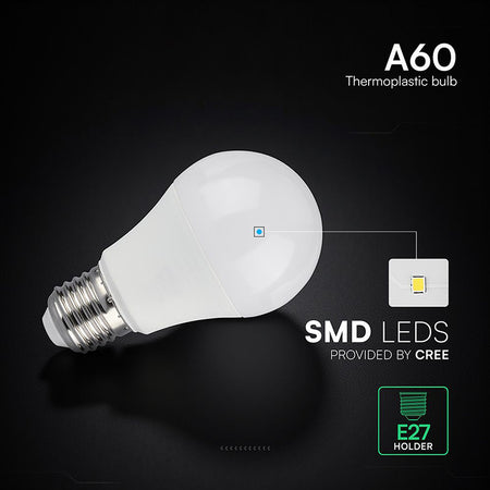 Bec LED A60 E27 8.5W 6500K alb rece, cip CREE, V-Tac SKU-2172626