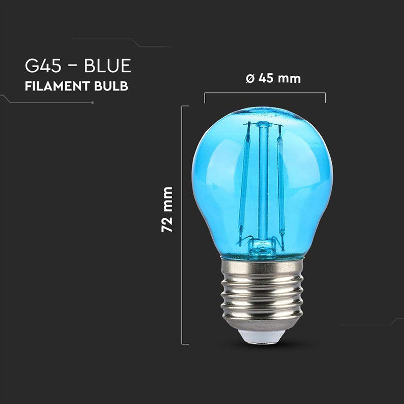 Bec LED G45 E27 2 W cu filament și lumină albastră V-Tac SKU-217412