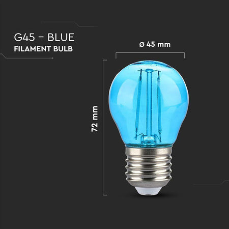 Bec LED G45 E27 2 W cu filament și lumină albastră V-Tac SKU-217412