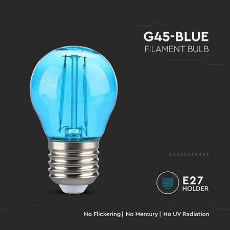 Bec LED G45 E27 2 W cu filament și lumină albastră V-Tac SKU-217412