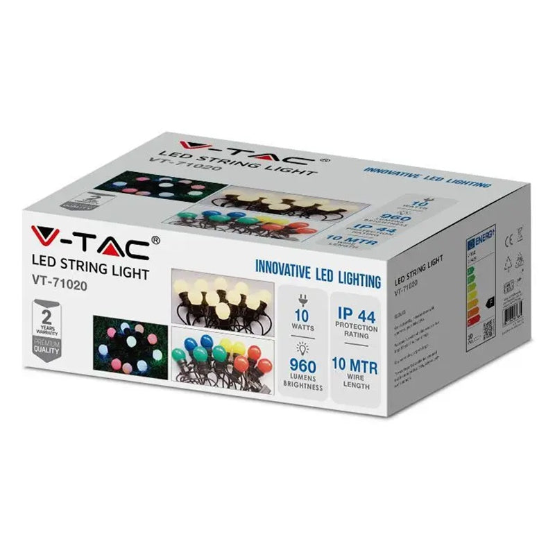 Șir iluminat festiv LED IP44, 10 m, cu 20 becuri, V-Tac