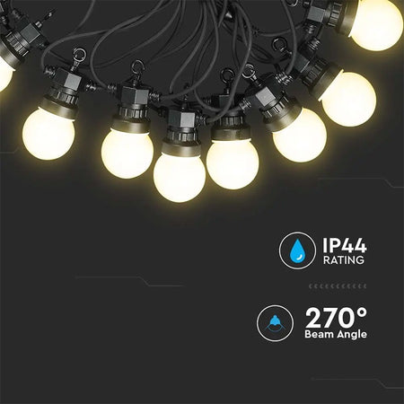 Șir iluminat festiv LED IP44, 10 m, cu 20 becuri, V-Tac