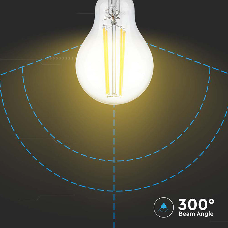Bec LED filament A60 E27 12 W 3000K alb cald, IP20, V-Tac SKU-217458