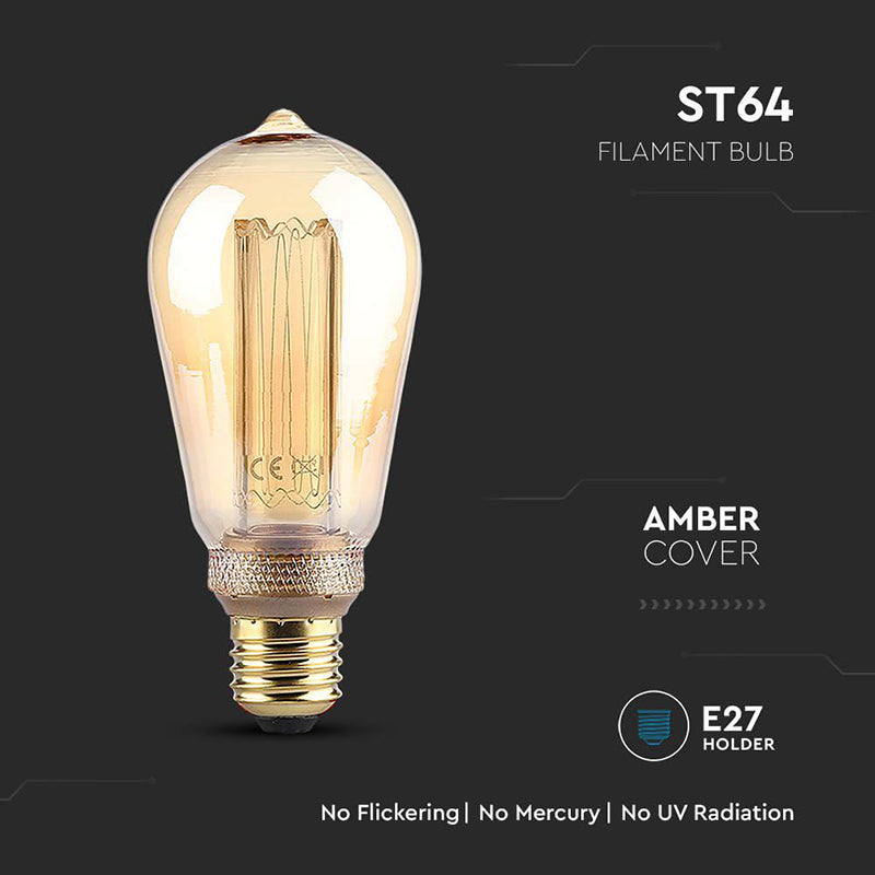 Bec LED ST64 E27 4W filament 1800K model Edison, E27, V-Tac SKU-217474