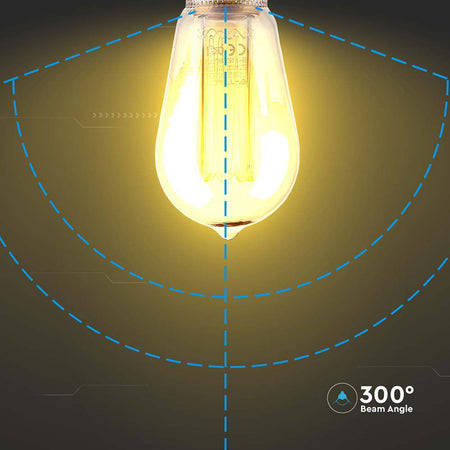 Bec LED ST64 E27 4W filament 1800K model Edison, E27, V-Tac SKU-217474