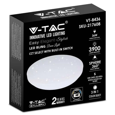 Plafonieră LED rotundă 36 W cu lumină 3 în 1 V-Tac SKU-217608