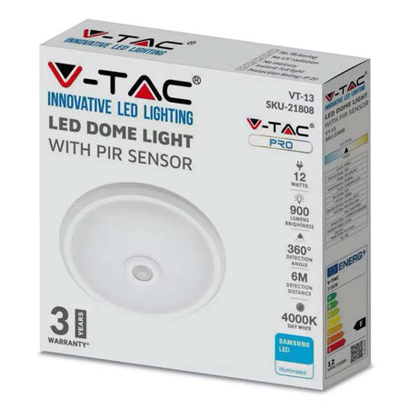 Plafonieră LED cu senzor de mișcare 12W alb rece 6400K IP20 V-Tac SKU-21809