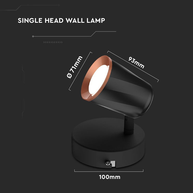 Lampă LED de perete neagră 5 W cu lumină alb neutru 4000 K V-Tac SKU-218253