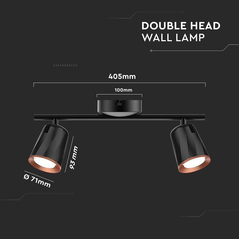 Lampa Led Montaj Perete 2x6w 4000k Alb Neutru - Negru
