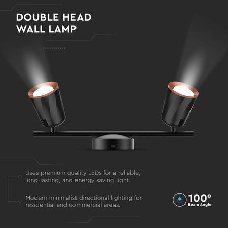 Lampa Led Montaj Perete 2x6w 4000k Alb Neutru - Negru