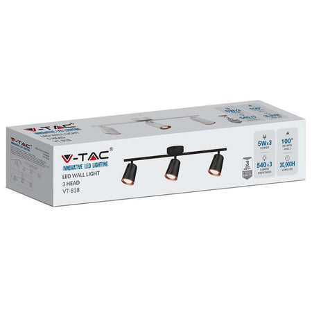 Lampă LED cu montaj pe perete 18 W 4000 K alb neutru neagră V-Tac SKU-218261