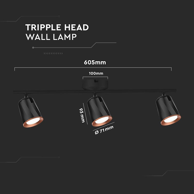 Lampă LED cu montaj pe perete 18 W 4000 K alb neutru neagră V-Tac SKU-218261