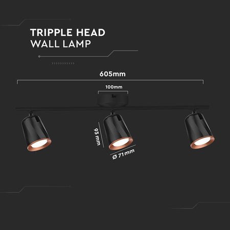 Lampă LED cu montaj pe perete 18 W 4000 K alb neutru neagră V-Tac SKU-218261